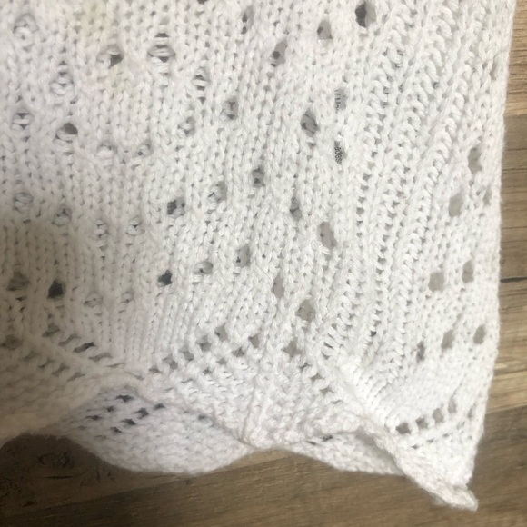 Vintage Boho Crochet White Cotton Knit Top Large - Picture 5 of 8